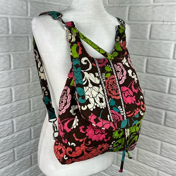 VERA BRADLEY Backpack Tote Convertible Lola Paisley Floral Removable Straps - Picture 1 of 17